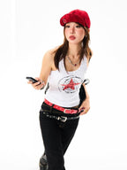 YOUNG STAGE American Retro Studded Print Slim Fit Women's Cotton Tank Tops