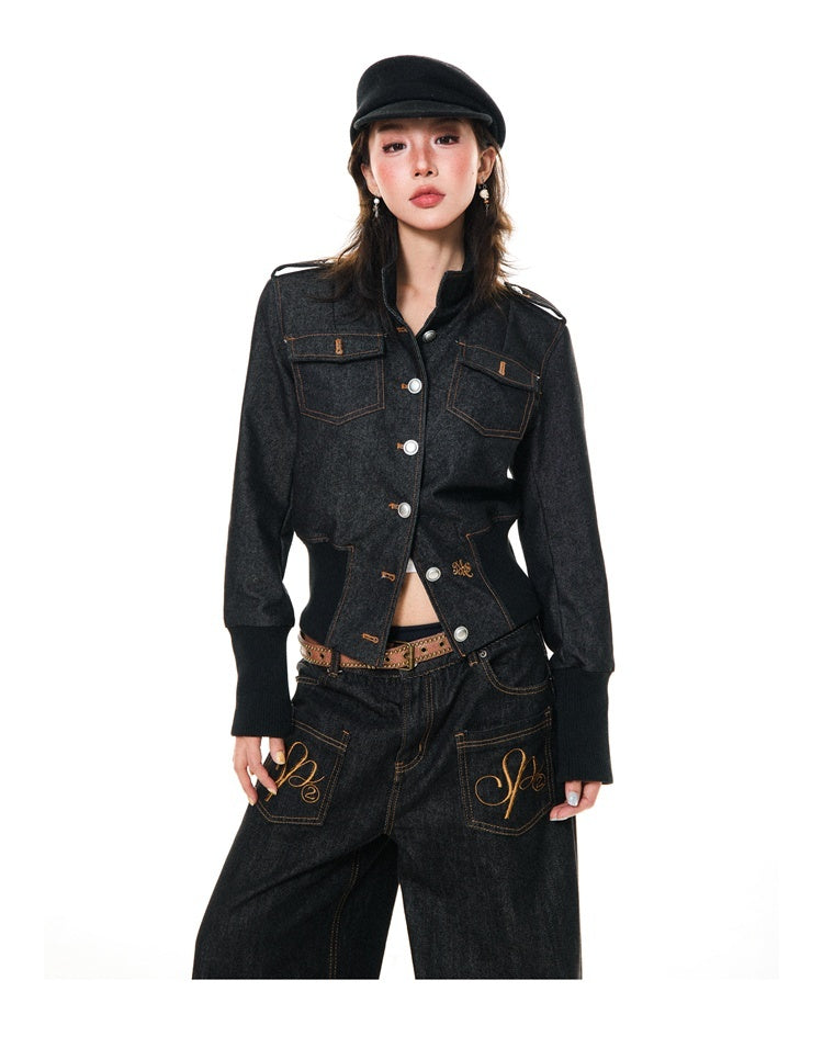 YOUNG_STAGE_Embroidered_Single_Breasted_Slim_Waist_Women's_Denim_Cropped_Jackets_1006493155836_MISSTT