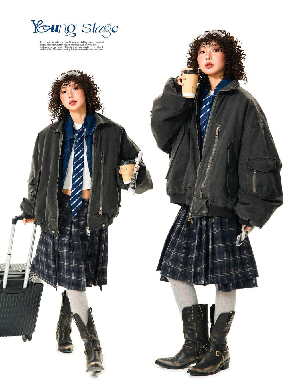 YOUNG STAGE Fleece Lined Zip Pocket Solid Cleanfit Women's Cotton Puffer Jackets