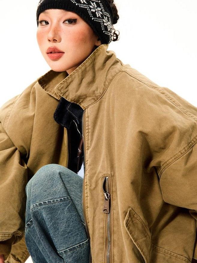 YOUNG STAGE Fleece Lined Zip Pocket Solid Cleanfit Women's Cotton Puffer Jackets