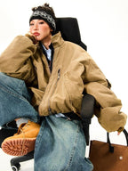 YOUNG STAGE Fleece Lined Zip Pocket Solid Cleanfit Women's Cotton Puffer Jackets