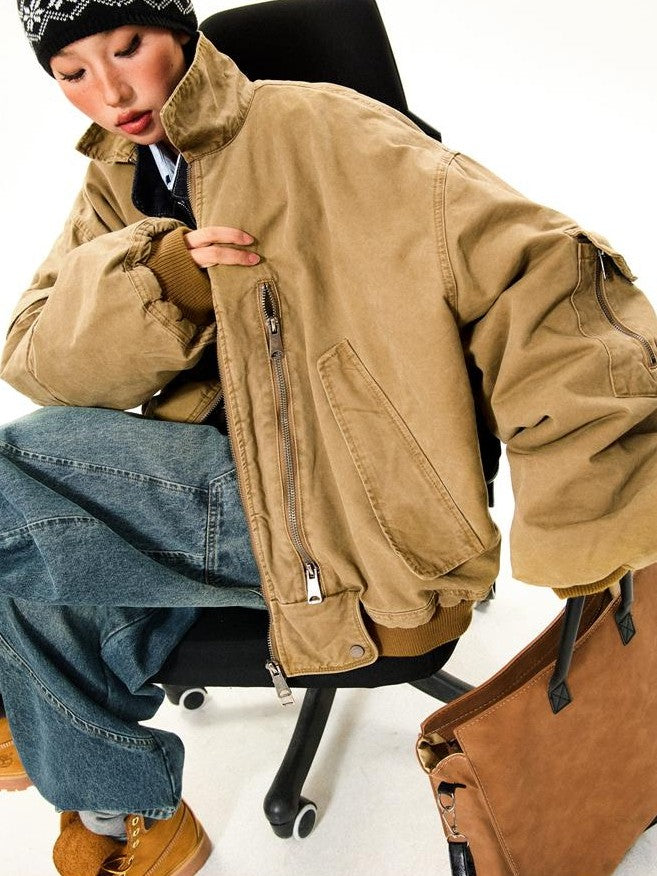 YOUNG STAGE Fleece Lined Zip Pocket Solid Cleanfit Women's Cotton Puffer Jackets