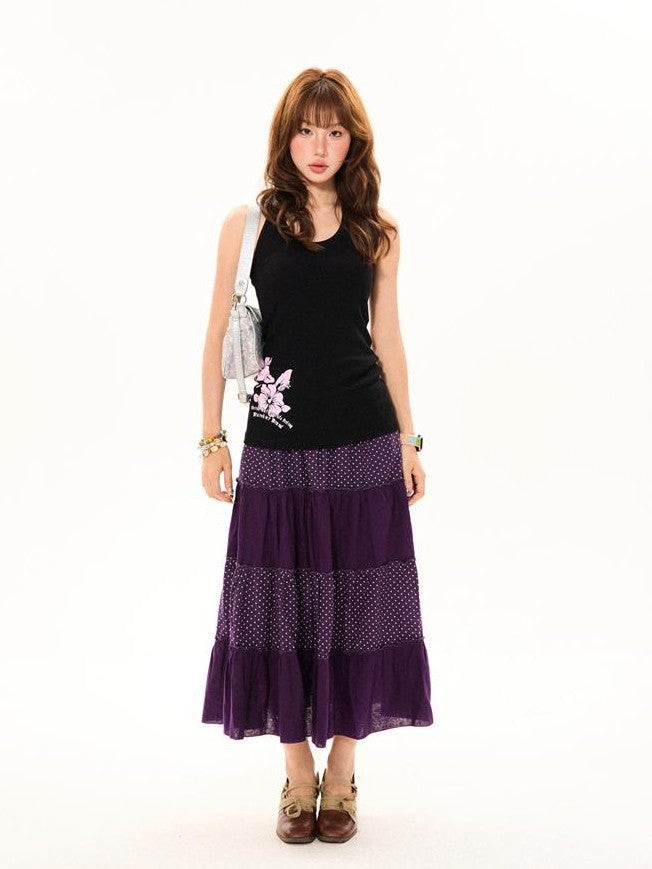 YOUNG STAGE Floral Print Butterfly Halter Neck U Neck Women's Slim Fit Tank Tops