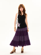 YOUNG STAGE Floral Print Butterfly Halter Neck U Neck Women's Slim Fit Tank Tops