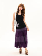 YOUNG STAGE Floral Print Butterfly Halter Neck U Neck Women's Slim Fit Tank Tops