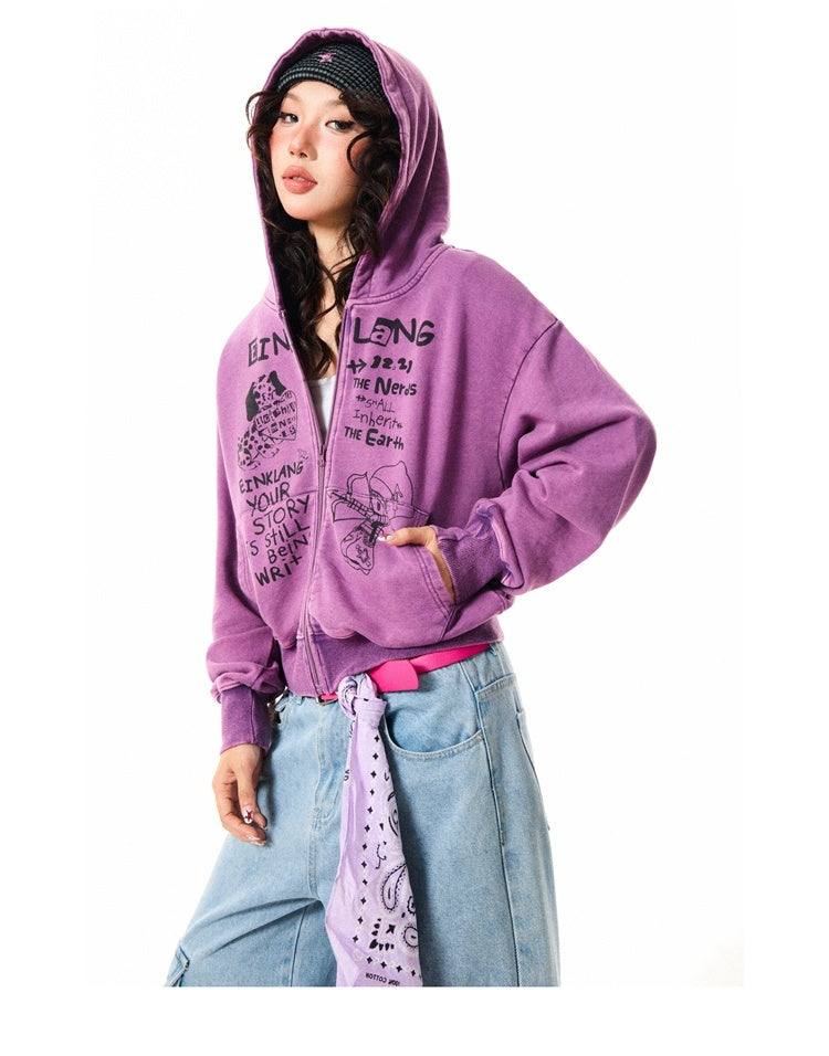 YOUNG_STAGE_Fun_Print_Loose_Fit_Zip_Up_Long_Sleeve_Women's_Hoodies_954261206362_MISSTT