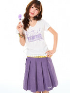 YOUNG STAGE Music Note Print V-neck Cropped Women's Cotton Short Sleeve T-shirts
