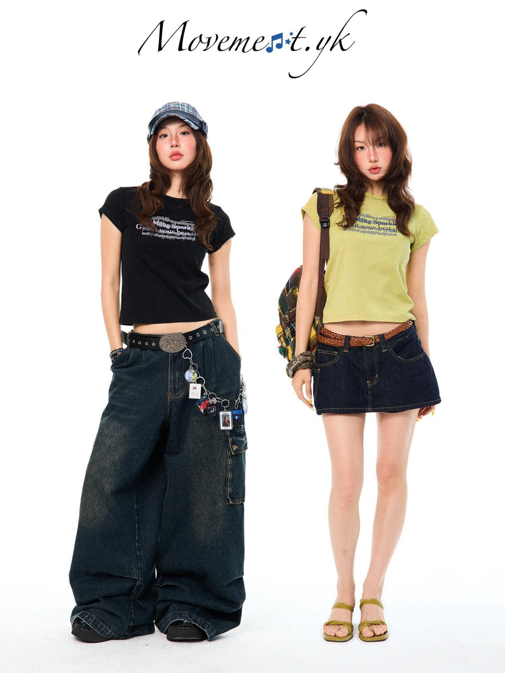 YOUNG STAGE Retro Letter Print Slim Fit Cropped Women's Cotton Short Sleeve T-shirts