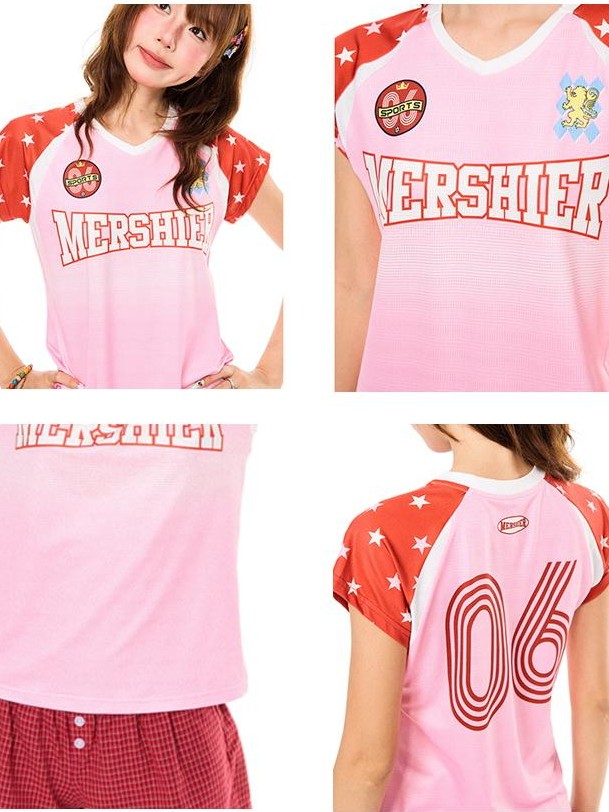 YOUNG STAGE Retro Star Letter Print Raglan Sleeve Slim Fit V-neck Women's Cotton Short Sleeve T-shirts