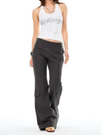 YOUNG STAGE Slim Fit Flared Button Everyday Cotton Women's Chinos