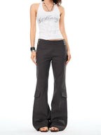 YOUNG STAGE Slim Fit Flared Button Everyday Cotton Women's Chinos