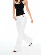 YOUNG STAGE Slim Fit Flared Button Everyday Cotton Women's Chinos