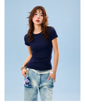 YOUNG_STAGE_Solid_Color_Slim_Fit_Round_Neck_Women's_Short_Sleeve_T-shirts_886564825376_MISSTT