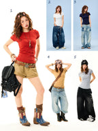 YOUNG STAGE Solid Color Slim Fit Round Neck Women's Short Sleeve T-shirts
