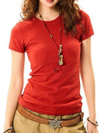 YOUNG STAGE Solid Color Slim Fit Round Neck Women's Short Sleeve T-shirts