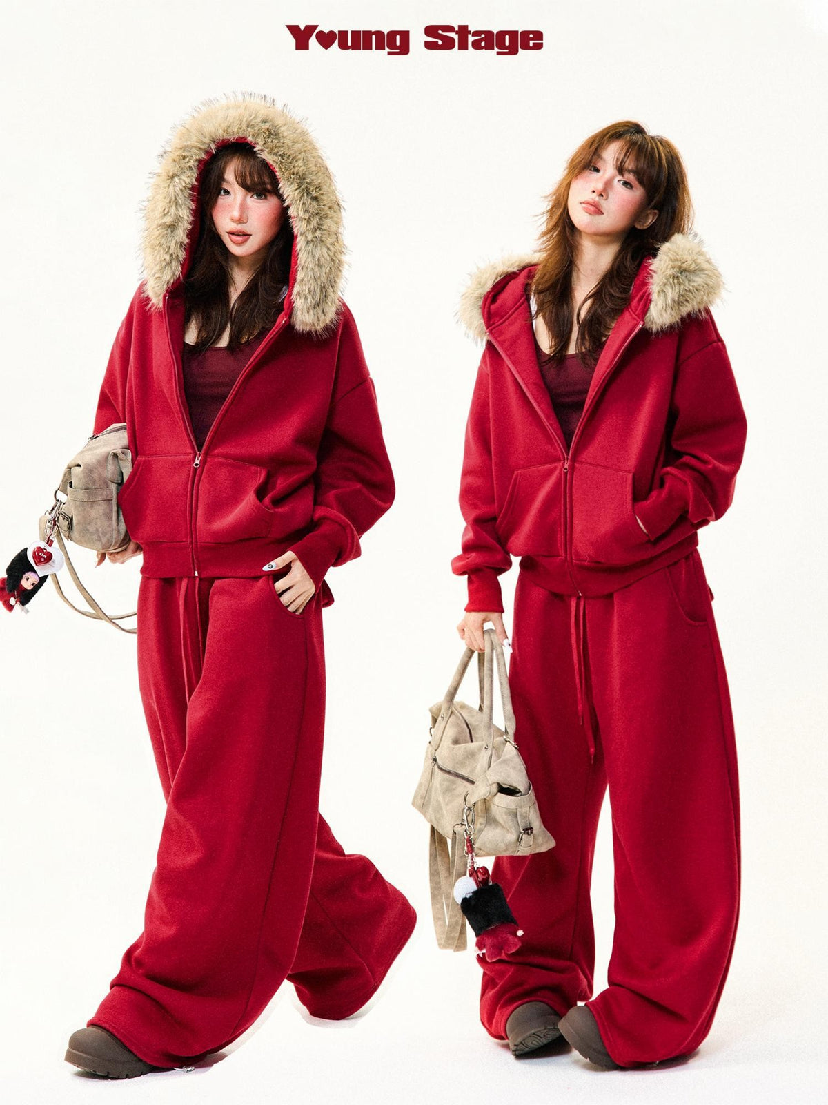 YOUNG STAGE Solid Fleece Lined Hooded Women's Polyester Cotton Sweatpants