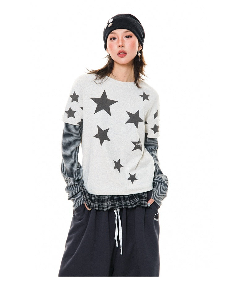 YOUNG_STAGE_Star_Striped_Contrast_Color_Women's_Long_Sleeve_T-shirts_1007693762109_MISSTT