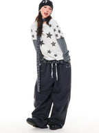 YOUNG STAGE Star Striped Contrast Color Women's Long Sleeve T-shirts