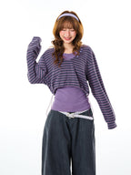 YOUNG STAGE Striped Color Block Double Layer Hooded Women's Cotton Hoodies