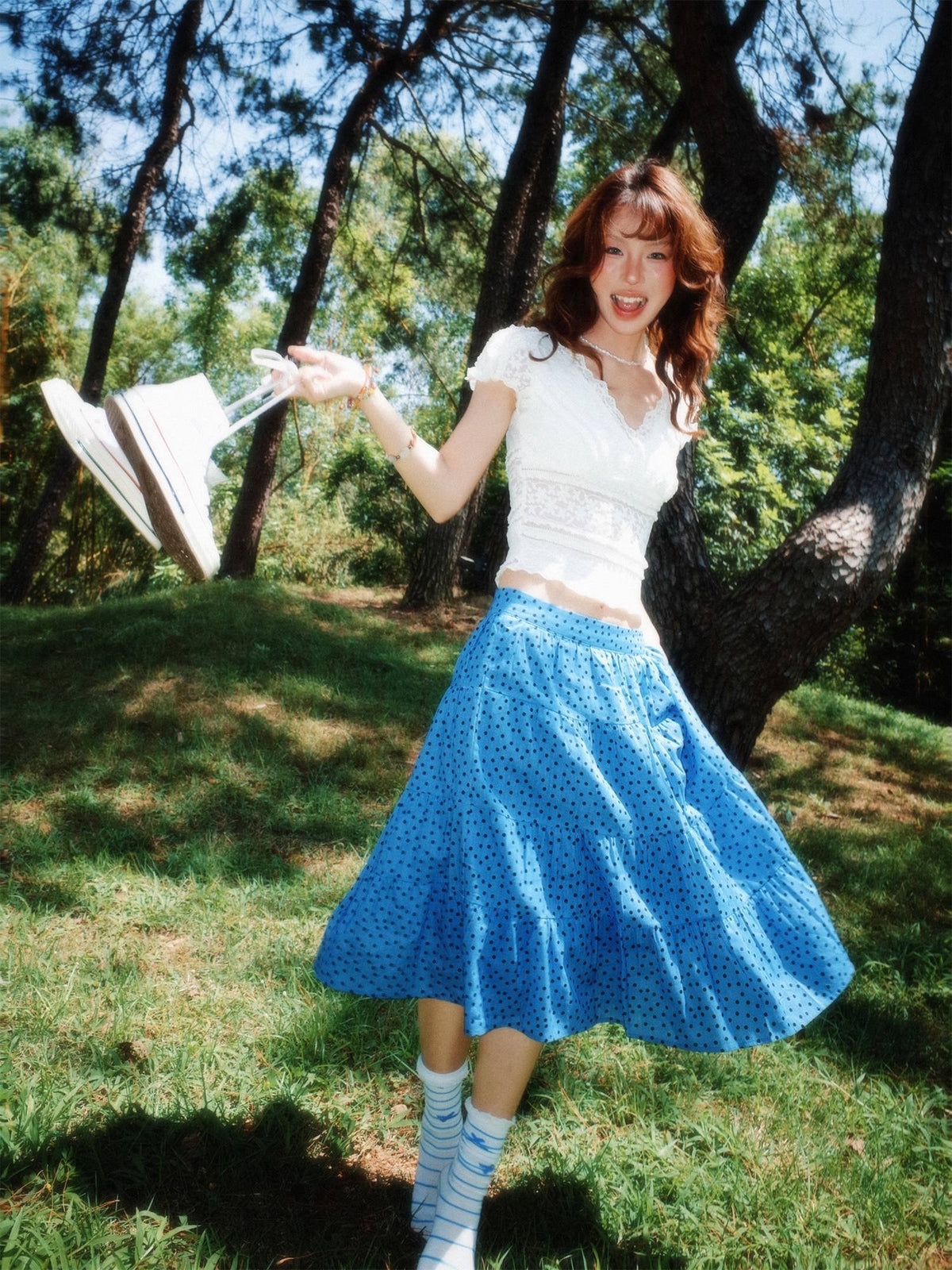 YOUNG_STAGE_Vintage_Blue_Polka_Dot_Print_High_Waist_Pleated_A_Line_Women's_Midi_Skirts_1048086929463_MISSTT