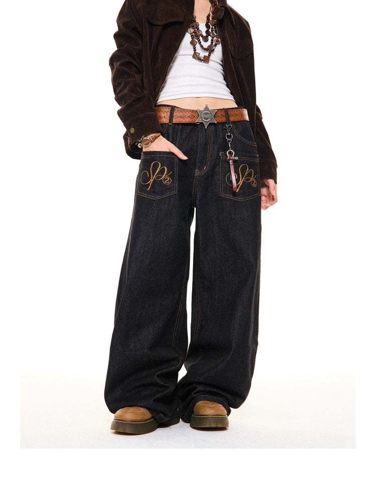 YOUNG_STAGE_Vintage_Embroidered_Washed_Black_Women's_Wide-leg_Jeans_966535960608_MISSTT