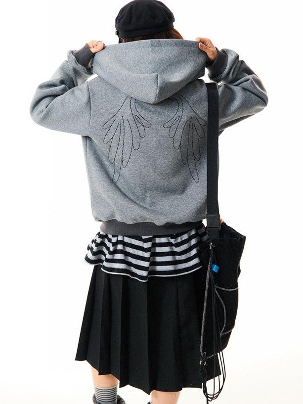 YOUNG STAGE Vintage Hand Stitched Oversized Zip Up Women's Cotton Hoodies