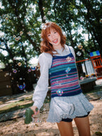 YOUNG STAGE Vintage Plaid Doll Collar Long Sleeve Ruffle A Line Women's Casual Mini Dresses