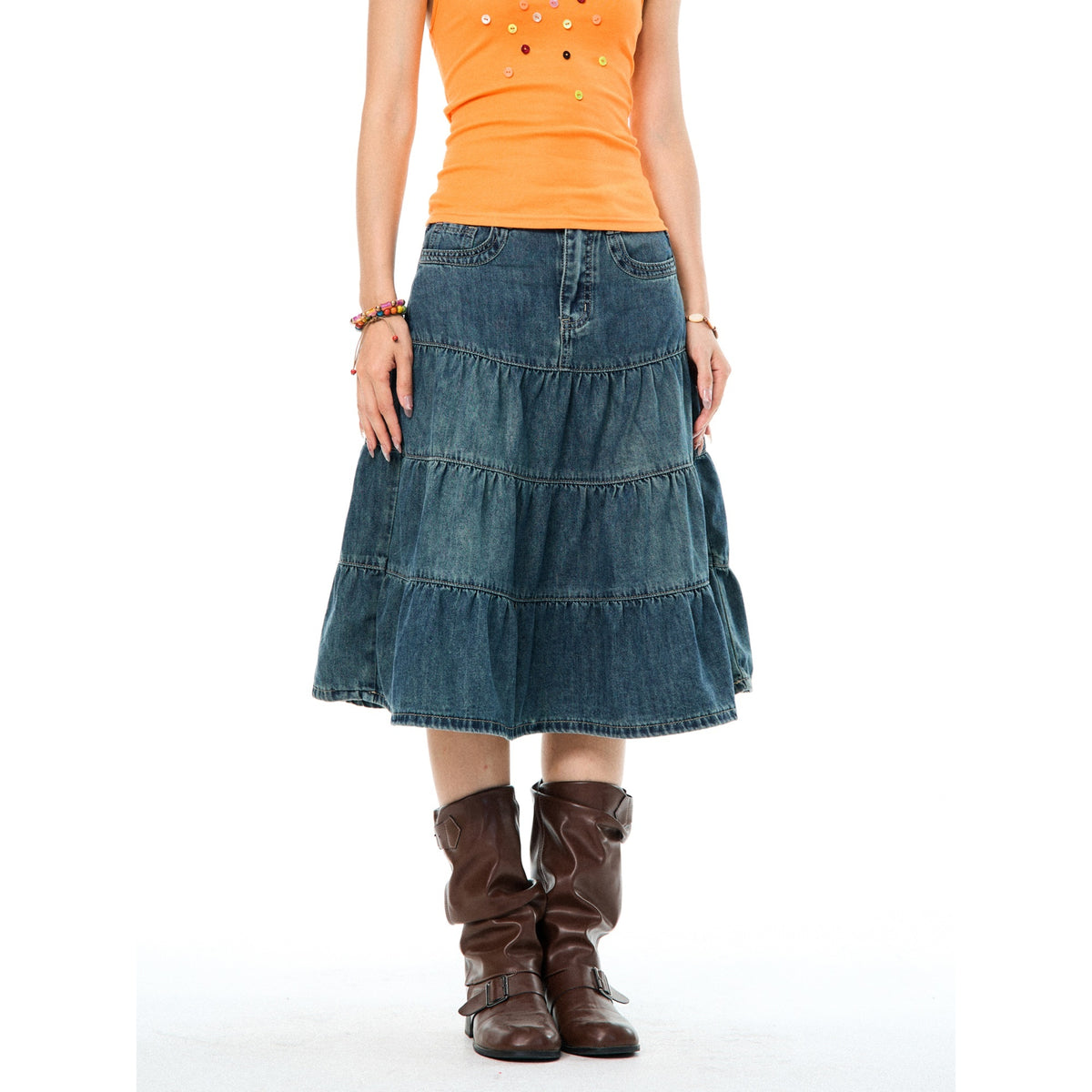 YOUNG_STAGE_Vintage_Plaid_Fake_Two_Piece_Open_Front_V-neck_Women's_Cotton_Short_Sleeve_T-shirts_1055385945783_MISSTT