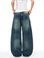 YOUNG STAGE Washed Distressed Slouchy Women's Wide-leg Jeans