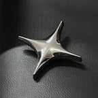 YUBABY_3d_Metal_Four_Pointed_Star_Women's_Electroplated_Bright_Silver_Brooches_684499157153_MISSTT