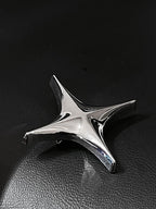 YUBABY 3d Metal Four Pointed Star Women's Electroplated Bright Silver Brooches