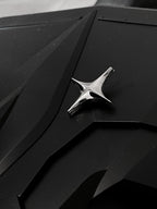 YUBABY 3d Metal Four Pointed Star Women's Electroplated Bright Silver Brooches
