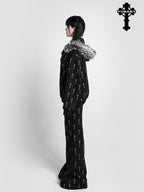 YUBABY All Over Cross Print Gothic Slim Micro Women's Cotton Blend Flare Pants