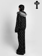 YUBABY All Over Cross Print Gothic Slim Micro Women's Cotton Blend Flare Pants