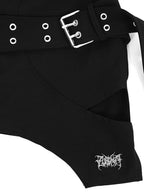 YUBABY Asymmetrical Cutout Double Belt Punk Women's Jacquard Polyester Mini Skirts
