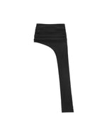 YUBABY Black Asymmetric Ruched Low Waist Women's Cotton Blend Midi Skirts