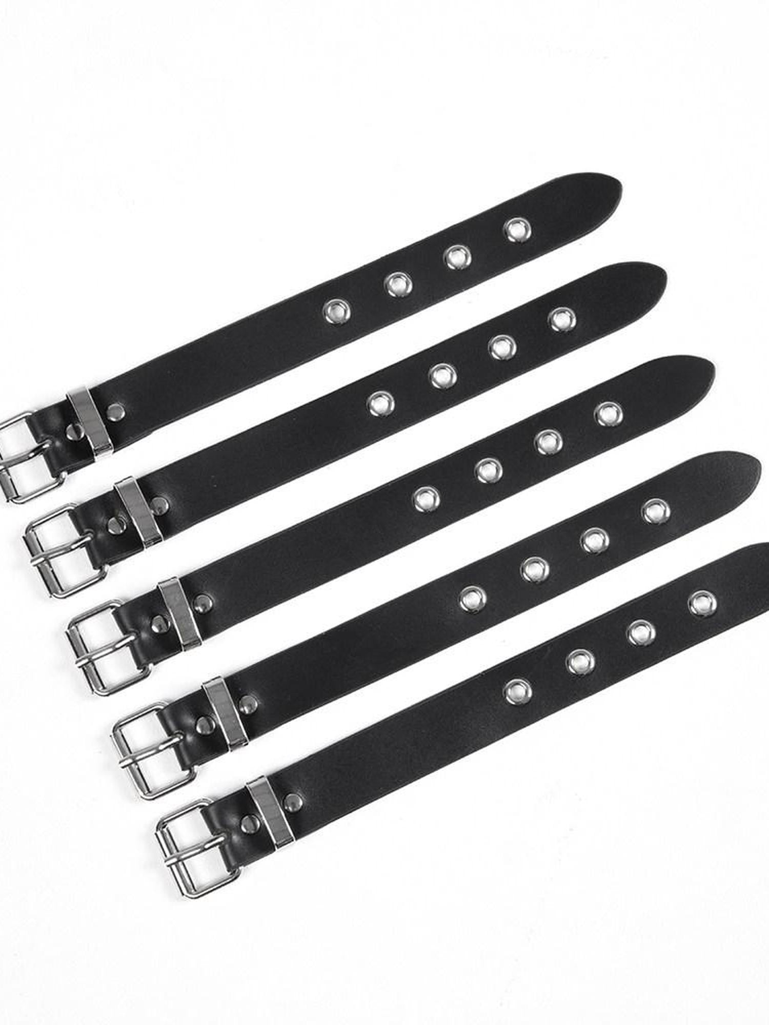 YUBABY Black Dark Punk Hardcore Metal Buckle Wide Belt Style Women's Rings