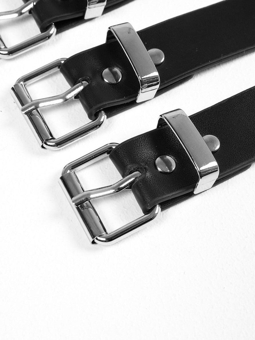 YUBABY Black Dark Punk Hardcore Metal Buckle Wide Belt Style Women's Rings