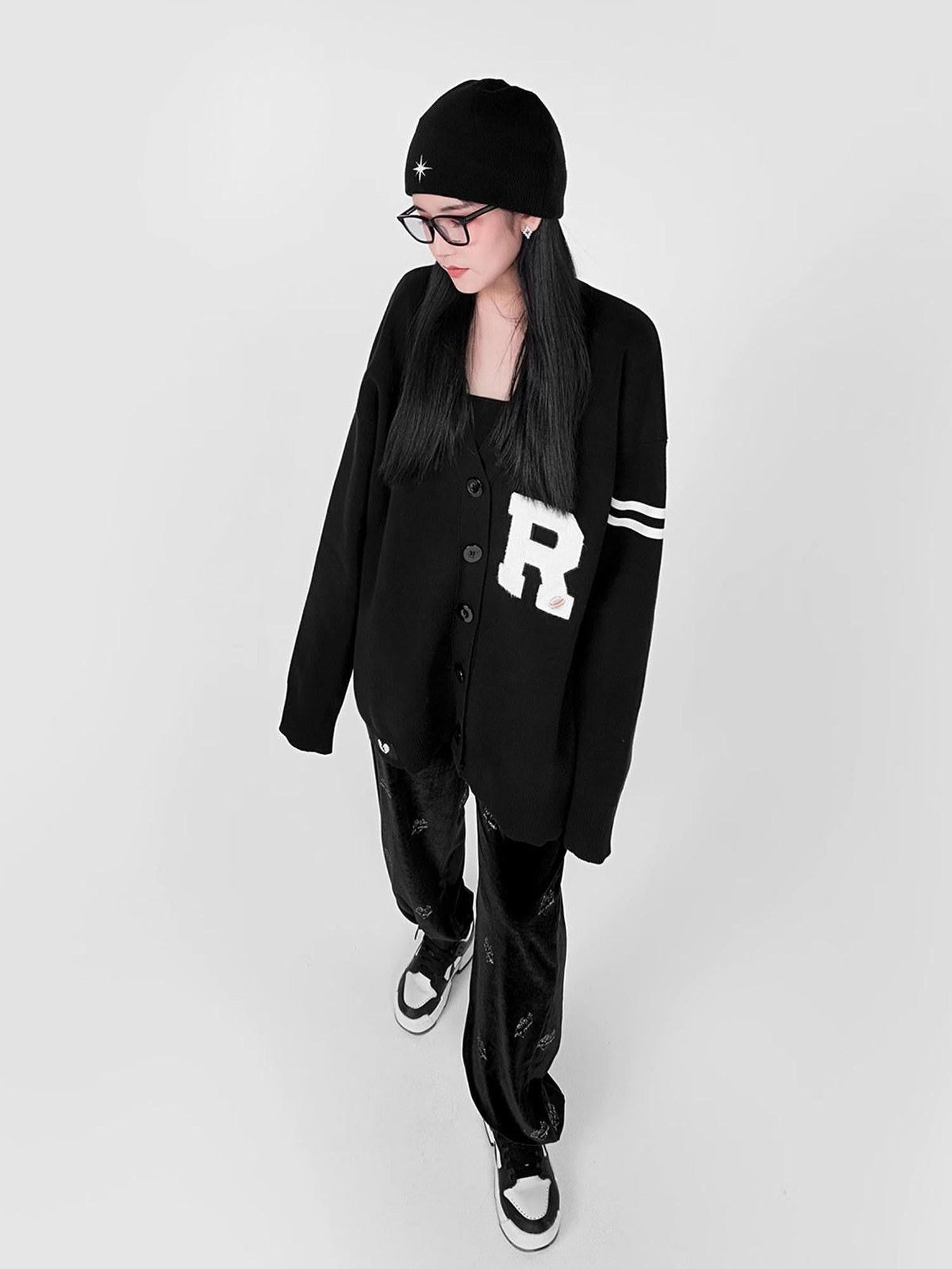 YUBABY Black Flame Heart High Waist Loose Women's Velvet Straight Pants