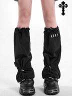 YUBABY Black Flared Drawstring Slouchy Tactical Women's Comfort Fabric Leg Warmers