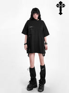 YUBABY Black Flared Drawstring Slouchy Tactical Women's Comfort Fabric Leg Warmers