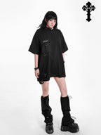 YUBABY Black Flared Drawstring Slouchy Tactical Women's Comfort Fabric Leg Warmers