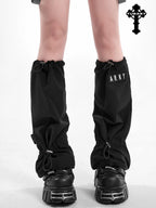 YUBABY Black Flared Drawstring Slouchy Tactical Women's Comfort Fabric Leg Warmers
