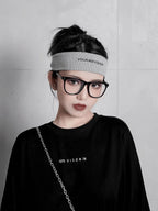 YUBABY Black Gray Embroidered Reflective Knitted Reversible Wide Women's Headdresses