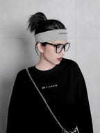 YUBABY Black Gray Embroidered Reflective Knitted Reversible Wide Women's Headdresses
