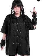 YUBABY Black Jacquard Punk Uv Mid Length Fingerless Women's Polyester Gloves & Mittens