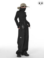 YUBABY Black Minimalist Elegant Straight Cut High Waist Women's Cotton Wide-leg Pants