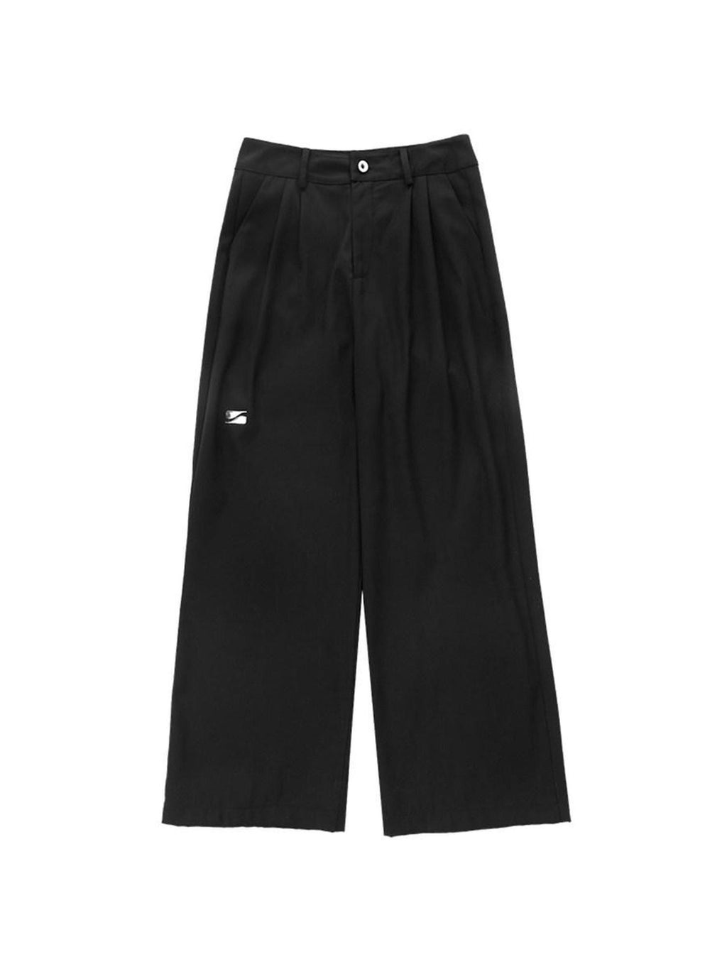 YUBABY Black Minimalist Elegant Straight Cut High Waist Women's Cotton Wide-leg Pants
