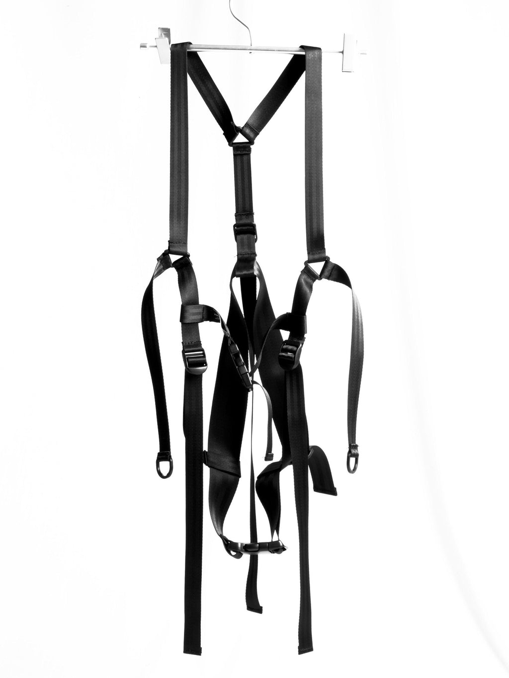 YUBABY Black Multi Strap Techwear Insert Buckle Suspender Women's Glossy Belts