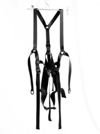 YUBABY Black Multi Strap Techwear Insert Buckle Suspender Women's Glossy Belts